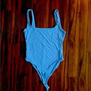 Women’s square neck tank top bodysuit light blue